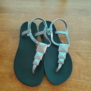 Ipanema Rubber Sandals-Made in Brazil-Black Silver